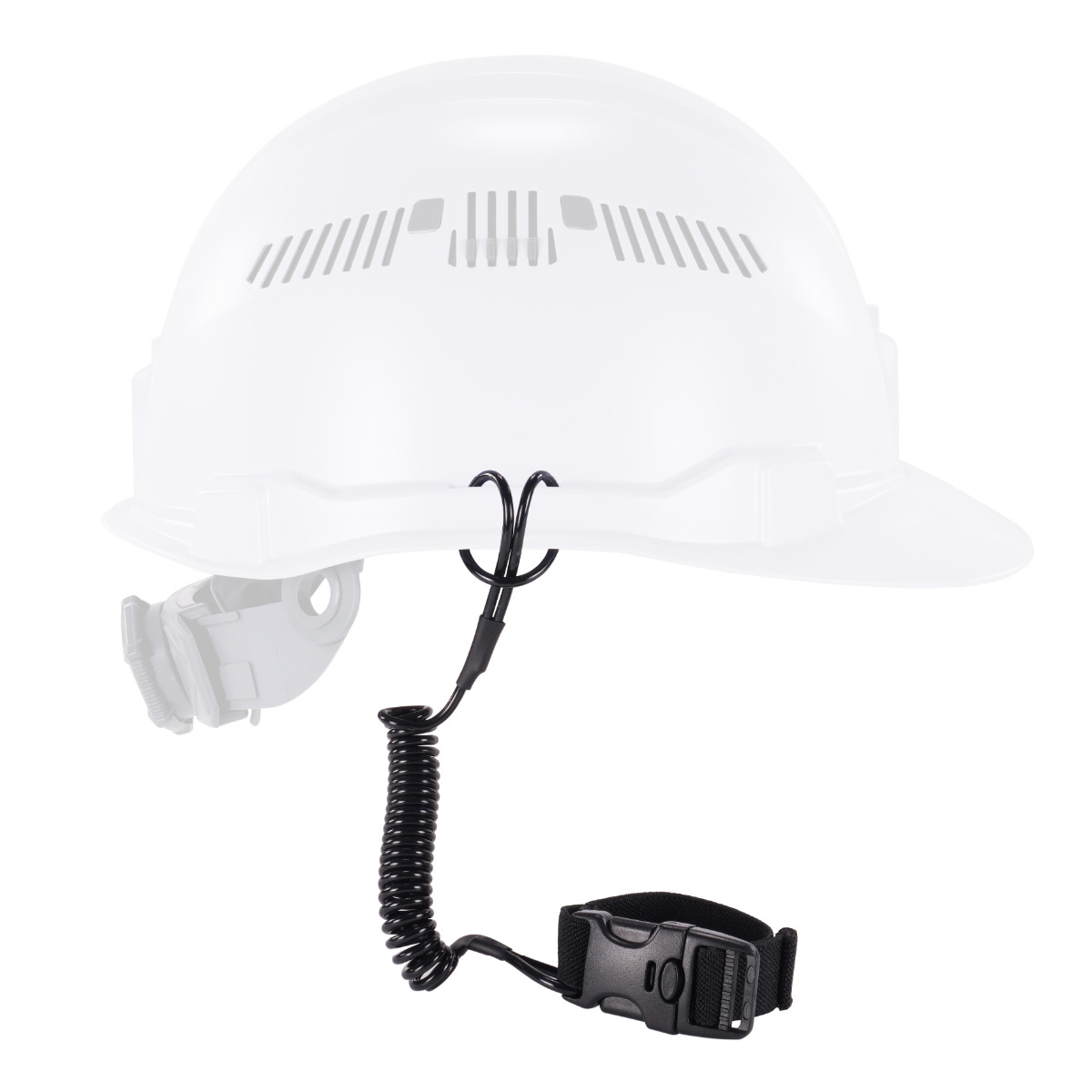 Squids 3157 Coiled Hard Hat Lanyard with Buckle - 2lbs / 0.9kg