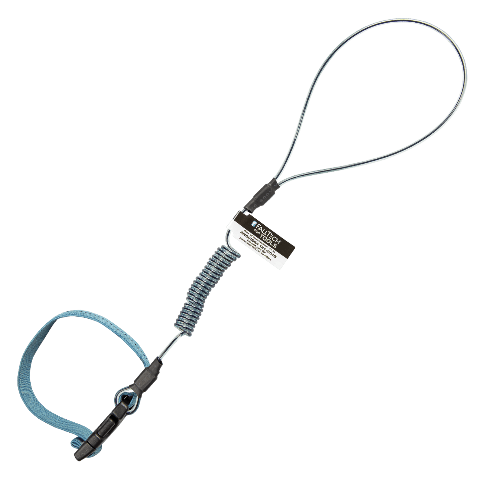 2 lb Stretch-coil and Web ANSI Hard Hat Tether, 18"