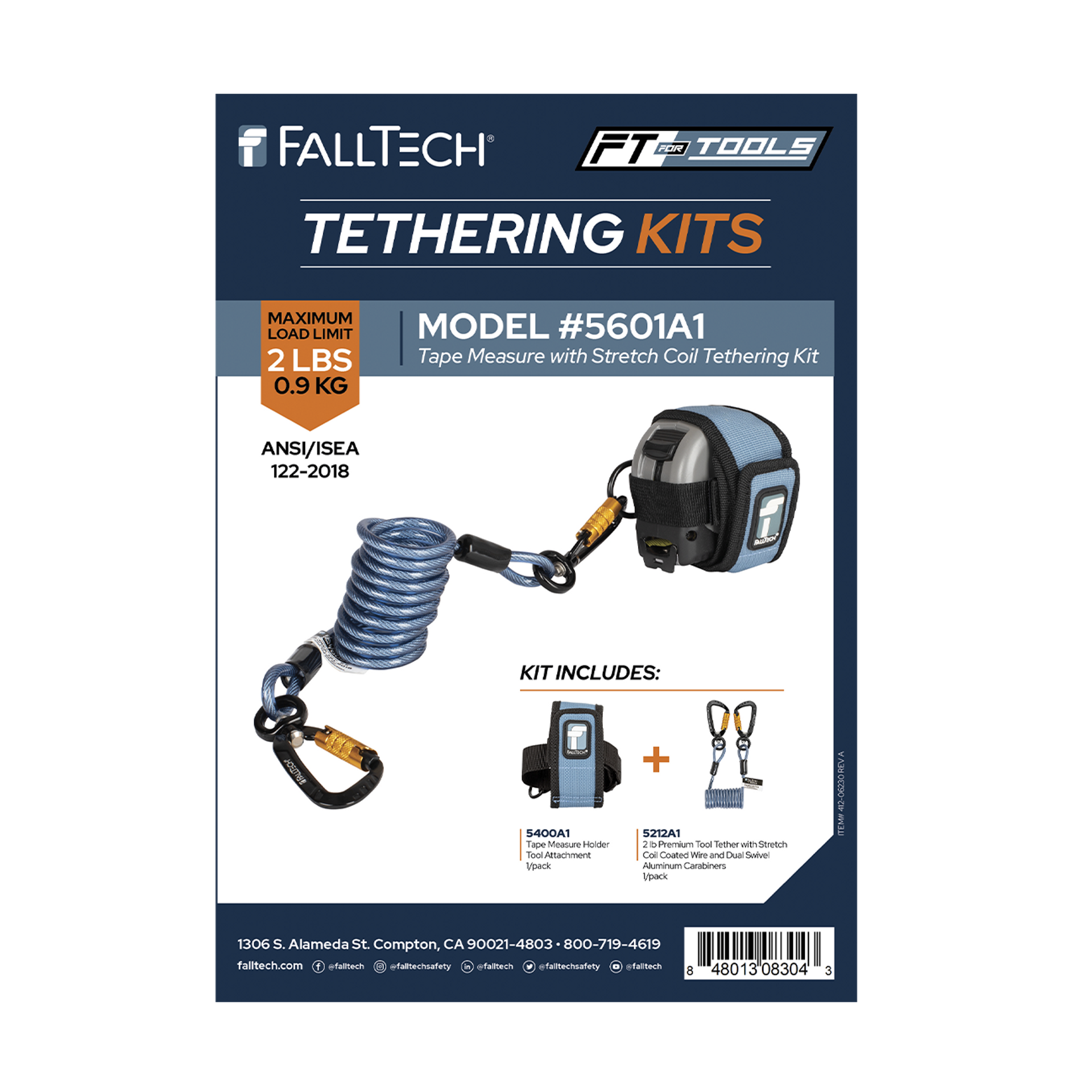 Tool Tethering Kit, 2 lb, Tape Measure with Stretch Coil Tether