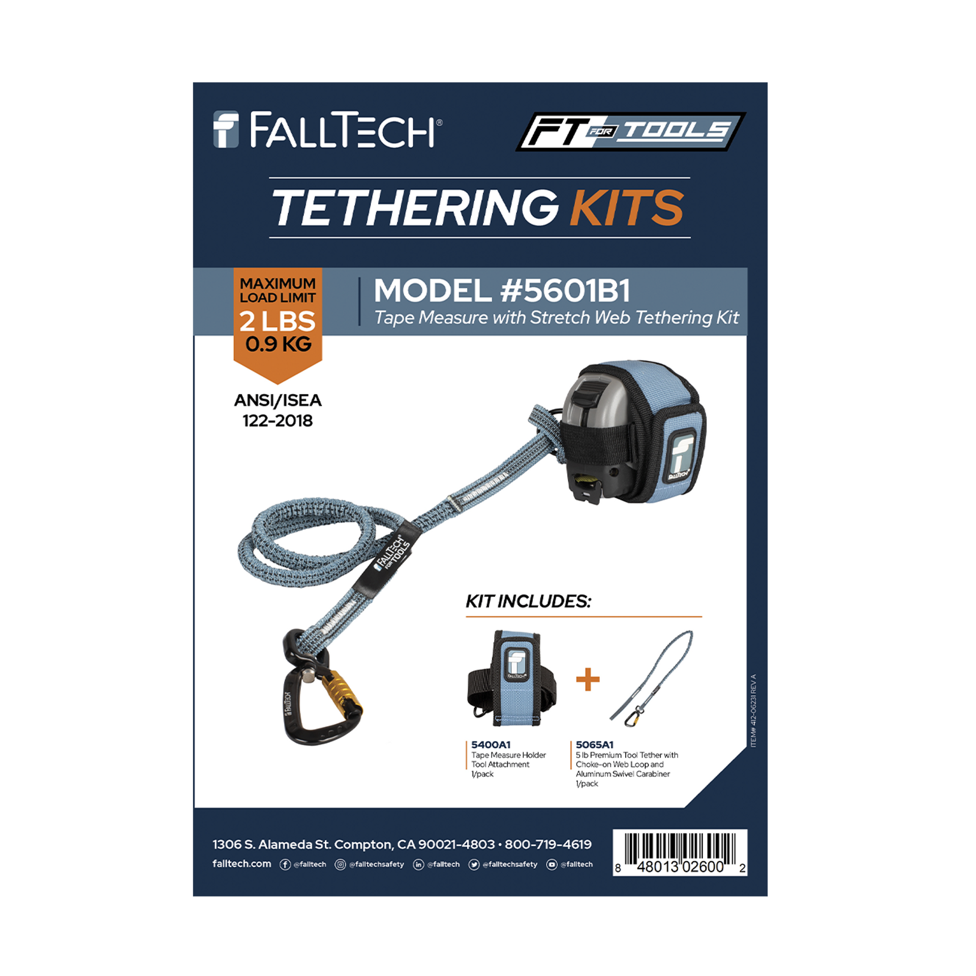 Tool Tethering Kit, 2 lb, Tape Measure with Stretch Web Tether