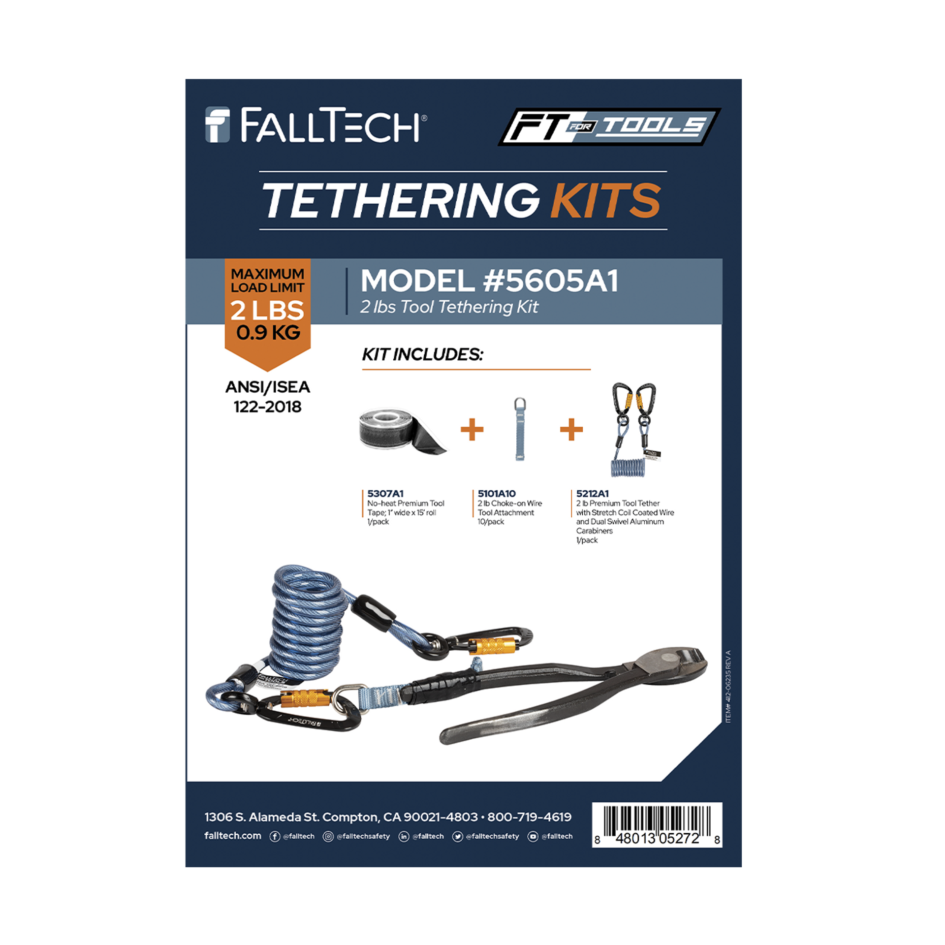 Tool Tethering Kit, 2 lb, Stretch Coil with Tape-on Attachments and Tool Tape