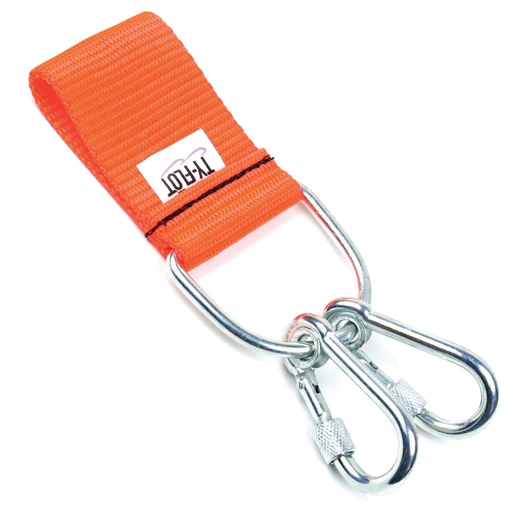Belt Anchor Adaptors, 2" Orange Belt Adapter with 2 captured screw gate carabiners- Retail Pack