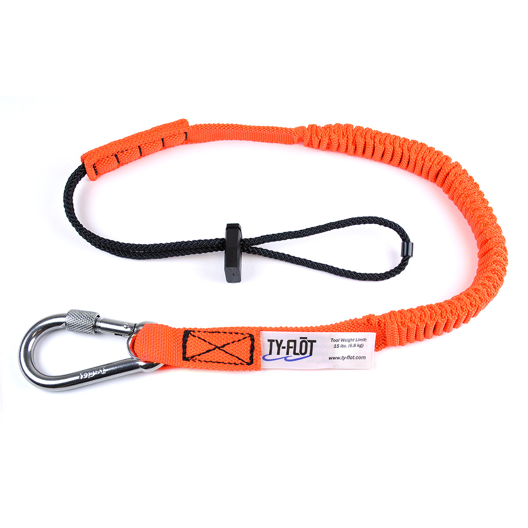 Bungee Style Tether, 15lb ANSI 121, 32-48", Screw-Gate & Cord