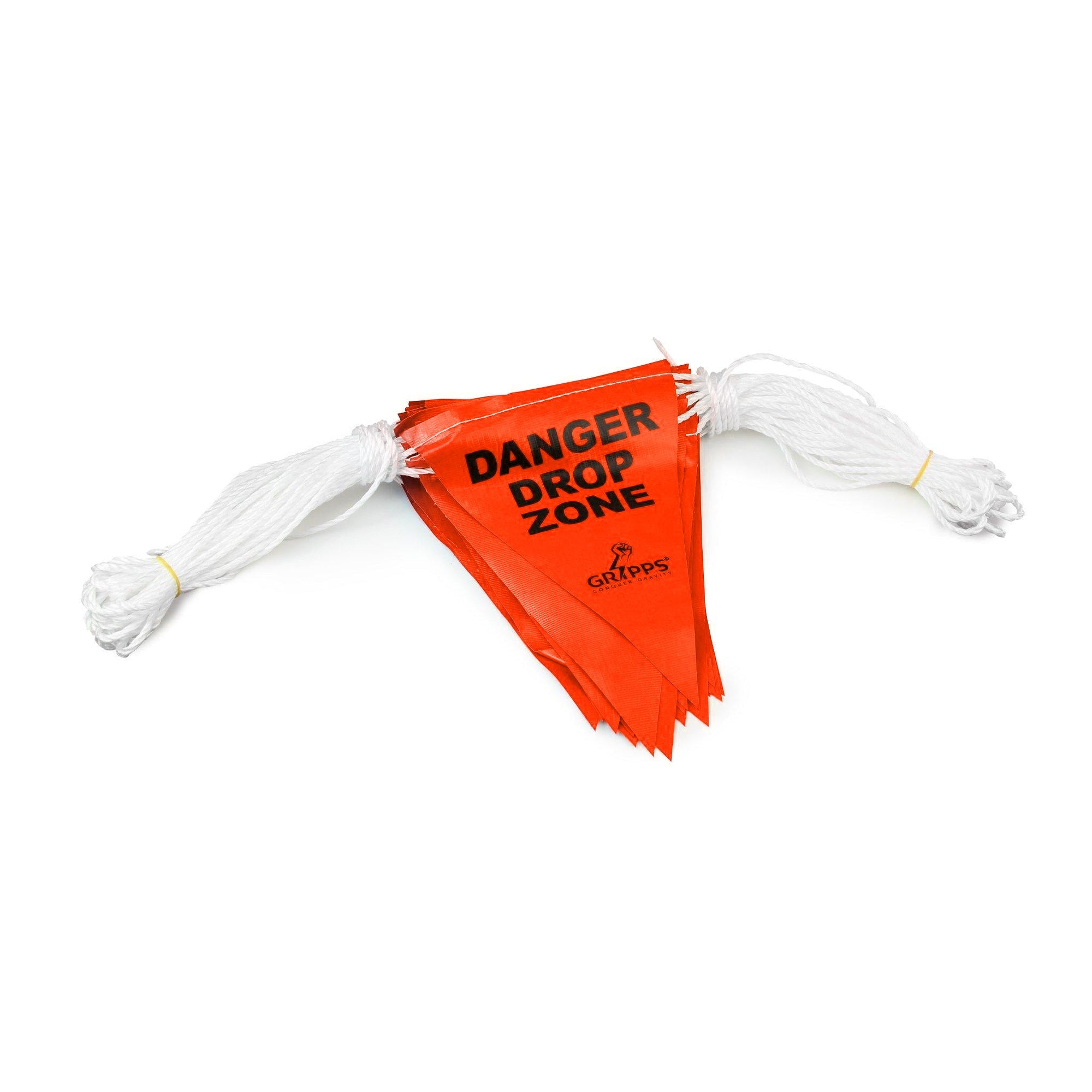 DANGER DROP ZONE Bunting Safety Flags on Rope - Orange