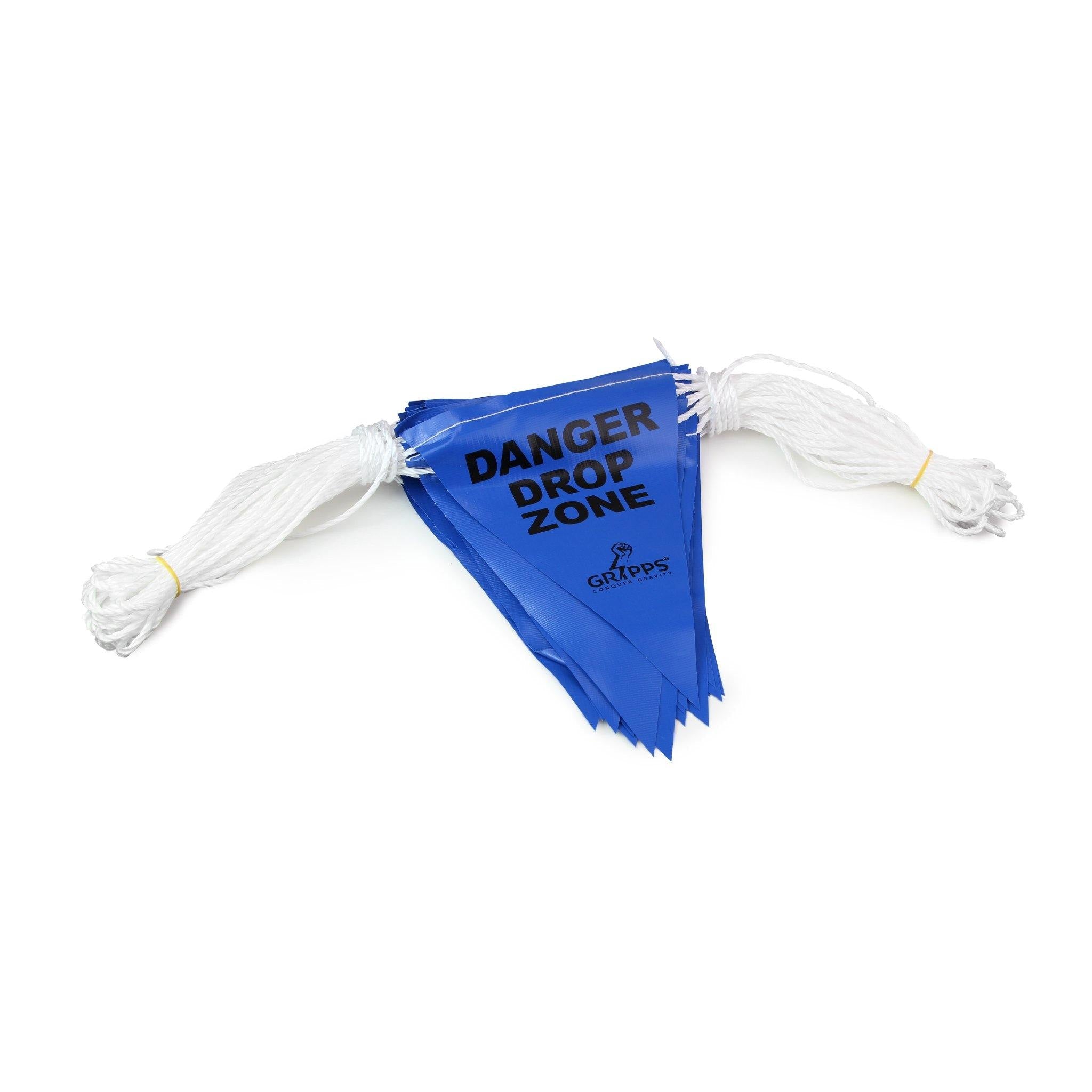 DANGER DROP ZONE Bunting Safety Flags on Rope - Blue