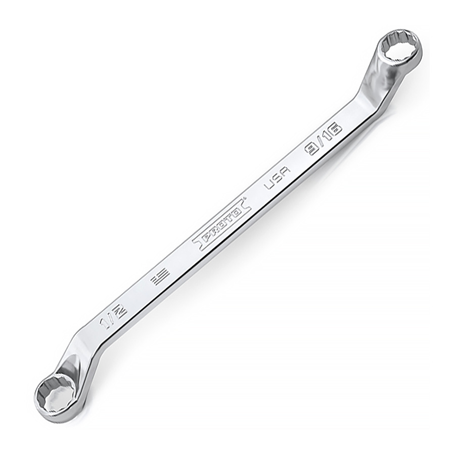 Proto J8181-T500 Double Box Wrench, Deep Offset, 1/2 x 9/16in, Fractional Sizes, Full Polish, 12 Point