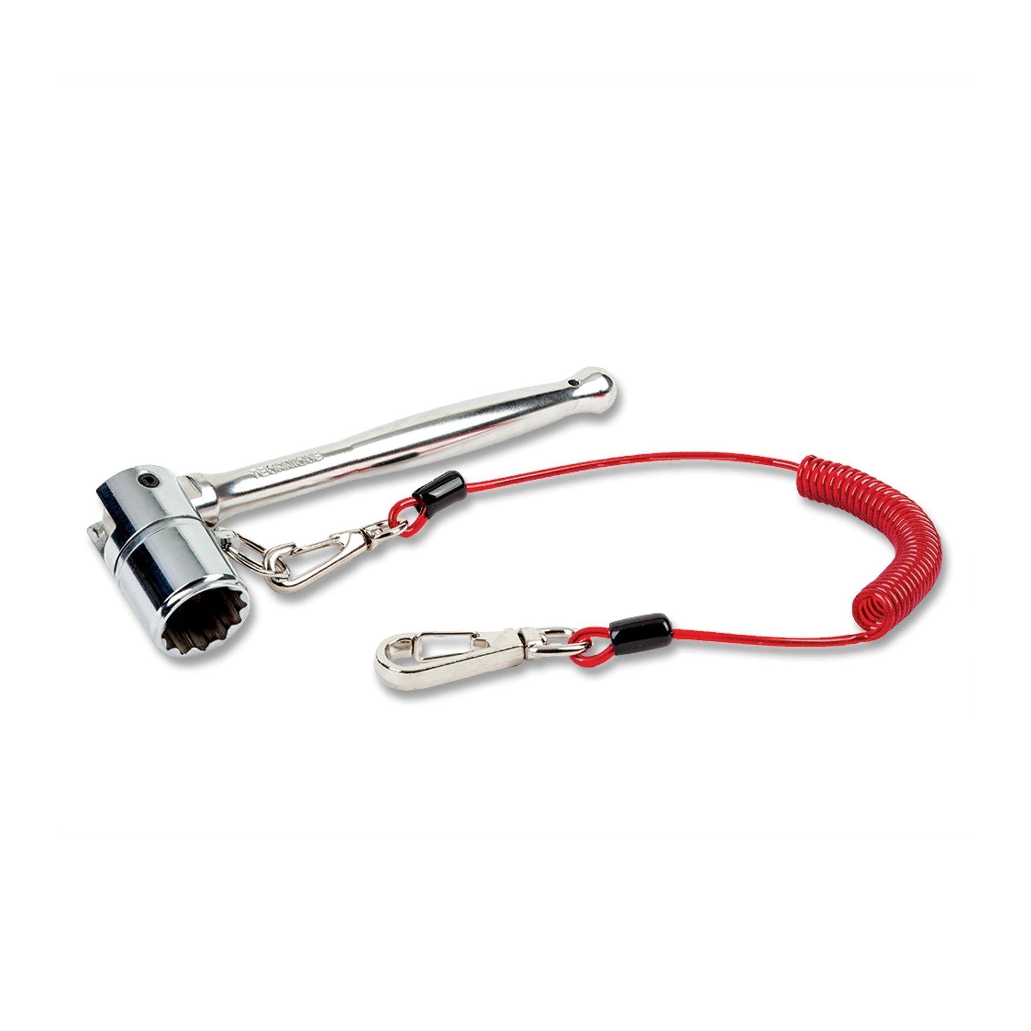 Stainless Steel Scaffold Key 1/2 (24mm) with Coil Tether Single-Action