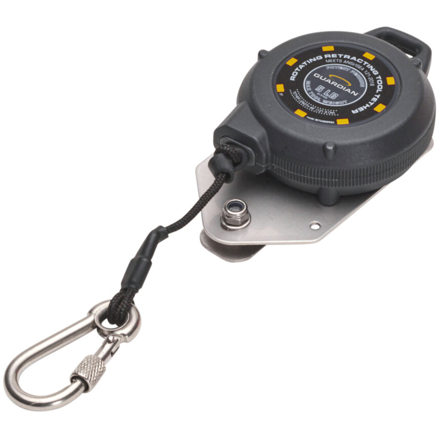 Retractable Tooling Tethers, 5lb ANSI 121, 48", Pouch/Belt Mount & Screw-Gate